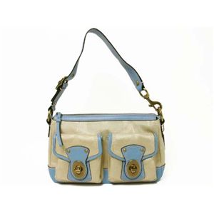 【現品限り】COACH（コーチ） レガシーショルダー 水色 F13102 キャンバス カーフ ベージュ/ブルー 【未使用】