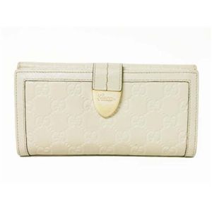 【現品限り】GUCCI(グッチ) シマ Wホック長財布 カーフ アイボリー 181648 【中古B】