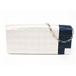 【現品限り】CHANEL（シャネル） チェーンショルダー シルクサテン ベージュ/ブルー 【中古AB】
