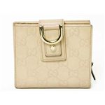 【現品限り】GUCCI（グッチ） シマ 2つ折ファスナー財布 カーフ ベージュ 154255 【中古B】