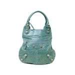 【現品限り】BALENCIAGA（バレンシアガ） エディターズバッグ ジャイアントスリム ゴートスキン ターコイズブルー 192911 【中古A】