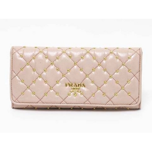  【現品限り】PRADA（プラダ） 2つ折長財布 スタッズ ピンク 1M1132 【中古AB】