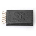 【現品限り】CHANEL（シャネル） キーケース6本 キャビアスキン 黒 ゴールド金具【中古SA】
