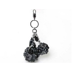 【現品限り】ANTEPRIMA（アンテプリマ） バッグチャーム フラワー/ボール 黒 ブラック ラインストーン 【中古SA】