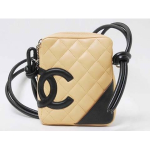 【現品限り】CHANEL(シャネル) カンボンライン スモールポシェット ベージュ/ブラック A25177 【未使用