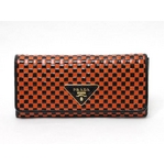 【現品限り】PRADA（プラダ） 2つ折長財布 黒/オレンジ 【中古A】