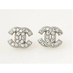 【現品限り】CHANEL（シャネル） ピアス ココ ラインストーン シルバー 【中古A】