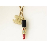 【現品限り】CHANEL(シャネル)ネックレス リップ ココ ラインストーン ゴールド【中古A】