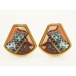 【現品限り】エルメス 七宝イヤリング ヒョウ ゴールド【中古A】
