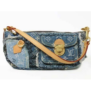 【現品限り】LOUIS VUITTON（ルイ ヴィトン）  モノグラムデニム パッチワーク　パウチィ　ブルー　M95382 【中古AB】
