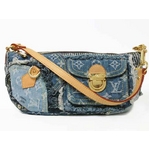 【現品限り】LOUIS VUITTON（ルイ ヴィトン）  モノグラムデニム パッチワーク　パウチィ　ブルー　M95382 【中古AB】