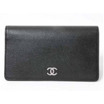【現品限り】シャネル ファスナー長財布　黒　A46314　【中古A】