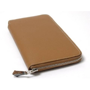 【現品限り】HERMES（エルメス） ラウンドファスナー長財布 アザップロング エプソン ゴールド／ブラウン 【中古B】