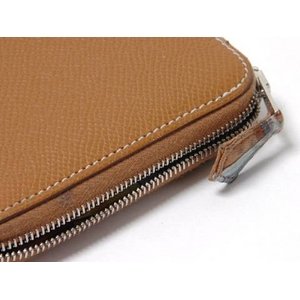 【現品限り】HERMES（エルメス） ラウンドファスナー長財布 アザップロング エプソン ゴールド／ブラウン 【中古B】