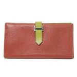 【現品限り】HERMES（エルメス） ベアンスフレ バイカラー シェーブル コーラル／アニスグリーン シルバー金具 【中古AB】
