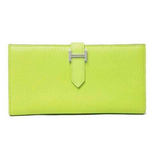 【現品限り】HERMES（エルメス） ベアン 2つ折長財布 キャンディシリーズ シェーブル キウイ シルバー金具 【新品】