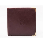 【現品限り】Cartier(カルティエ) マストライン 2つ折財布 ボルドー 【中古B】