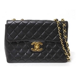 【現品限り】CHANEL（シャネル） マトラッセ デカバッグ Wチェーンショルダー カーフ 黒【中古B】