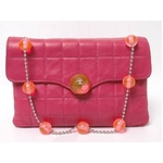 【現品限り】CHANEL（シャネル） チョコバー ショルダーバッグ ボールチェーン ピンク【中古B】