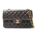 【現品限り】CHANEL（シャネル） マトラッセ Wチェーン定番ショルダー ブラック コンビ金具 【中古AB】