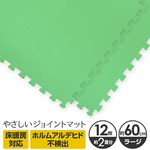 やさしいジョイントマット 12枚入 ラージサイズ（60cm×60cm） ミント（ライトグリーン）単色 〔大判 クッションマット カラーマット 赤ちゃんマット〕