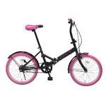 20インチ折畳自転車カラータイヤモデル　ブラック×ピンク