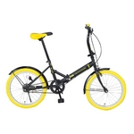 20インチ折畳自転車カラータイヤモデル　ブラック×イエロー