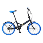 20インチ折畳自転車カラータイヤモデル　ブラック×ブルー