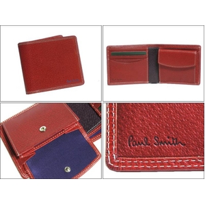 Paul Smith（ポールスミス） 小銭入れ付き 2つ折財布 ピッグスキン レッド PSP617-20 
