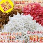 網本直送!天然釜揚げしらす300gと新鮮しらす佃煮260g梅ちりめん300gのセット