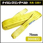 荷揚げロープ/吊上げナイロンスリングベルト 【75mm×1.5m】 イエロー(黄)