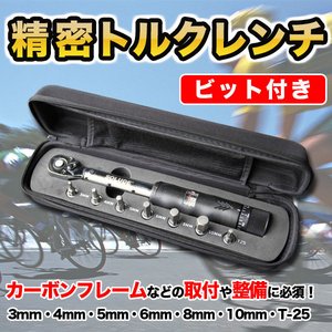 精密トルクレンチ ビット付き 3mm、4ｍｍ、5ｍｍ、6ｍｍ、8ｍｍ、10ｍｍ、T-25