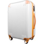 スーツケース/キャリーバッグ 【Sサイズ/小型1〜3日】 機内可(機内持ち込み) TSA搭載 軽量 ファスナー ホワイト(白)×オレンジ