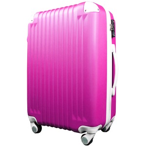 スーツケース/キャリーバッグ 【Sサイズ/小型1〜3日】 機内可(機内持ち込み) TSA搭載 軽量 ファスナー ショッキングピンク×ホワイト(白)