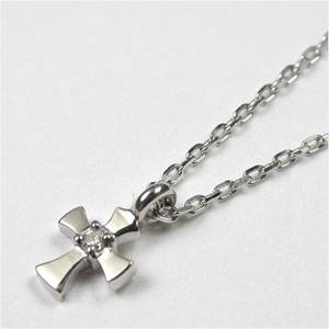 K18WG(18金ホワイトゴールド) クロスペンダント ダイヤモンド0.01ct