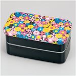 HAKOYA 弁当箱 布貼長角 2段 フラワーブラック 【3個セット】