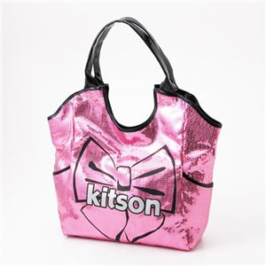 kitson(キットソン) スパンコールバッグ リボンプリント SEQUIN BOW TOTE Pink×Black