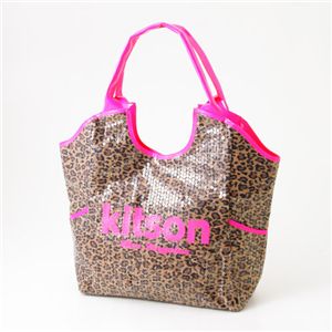 kitson(Lbg\) Ip[h XpR[obO SEQUIN TOTE BAG LEOPARD Pink~Pink