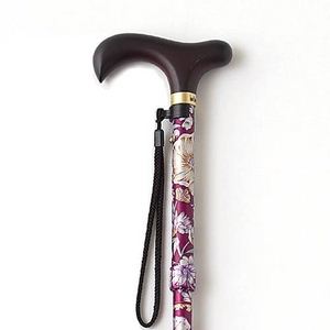 kind ware（カインドウェア） 伸縮折りたたみ杖 とってもステッキ 花柄 88cmタイプ ワイン 【ギフト用ラッピング】