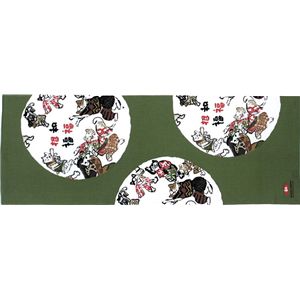 和マンハッタナーズ手拭 招福踊り 緑