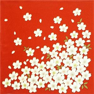 友禅縮緬風呂敷中巾 桜 赤
