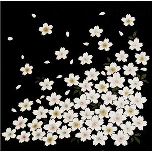 友禅縮緬風呂敷中巾 桜 黒