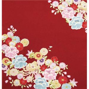 友禅縮緬風呂敷二巾 古典花 赤