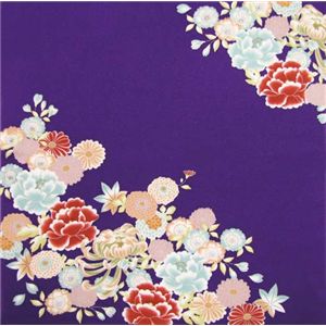 友禅縮緬風呂敷二巾 古典花 紫