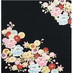 友禅縮緬風呂敷二巾 古典花 黒