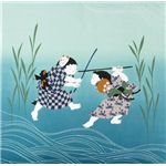 友禅縮緬風呂敷二巾 夏の童 水