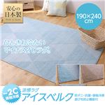 接触冷感-2℃ 涼感ラグ アイスベルク（防ダニ・抗菌・接触冷感・手洗い可） 190×240cm 長方形 ブルー 日本製