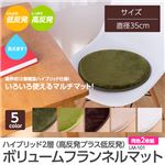 ハイブリッド2層（高反発プラス低反発） ボリューム フランネルマット LM-101（直径35cm）同色2枚組 アイボリー