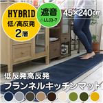 ハイブリッド2層（高反発プラス低反発） ボリューム フランネルラグマット LM-101（45×240cm） モスグリーン