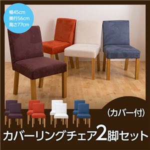 カバーリングチェア2脚セット（カバー付） ダークブルー